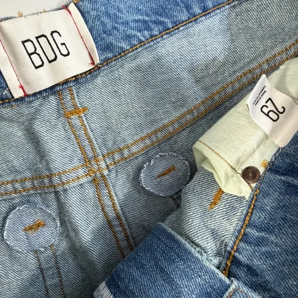 BDG Urban Outfitters Patchwork Embellished High Waist Flare Denim Jeans Sz 29 - Picture 6 of 7